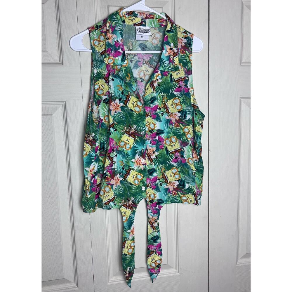 Nickelodeon Spongebob Squarepants Print Sleeveless Blouse Women's Size XL
